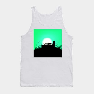 Classic Mini Sunset Surfboard Green Tank Top